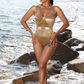 Shine Velvet Swimsuit With Cup - Gold
